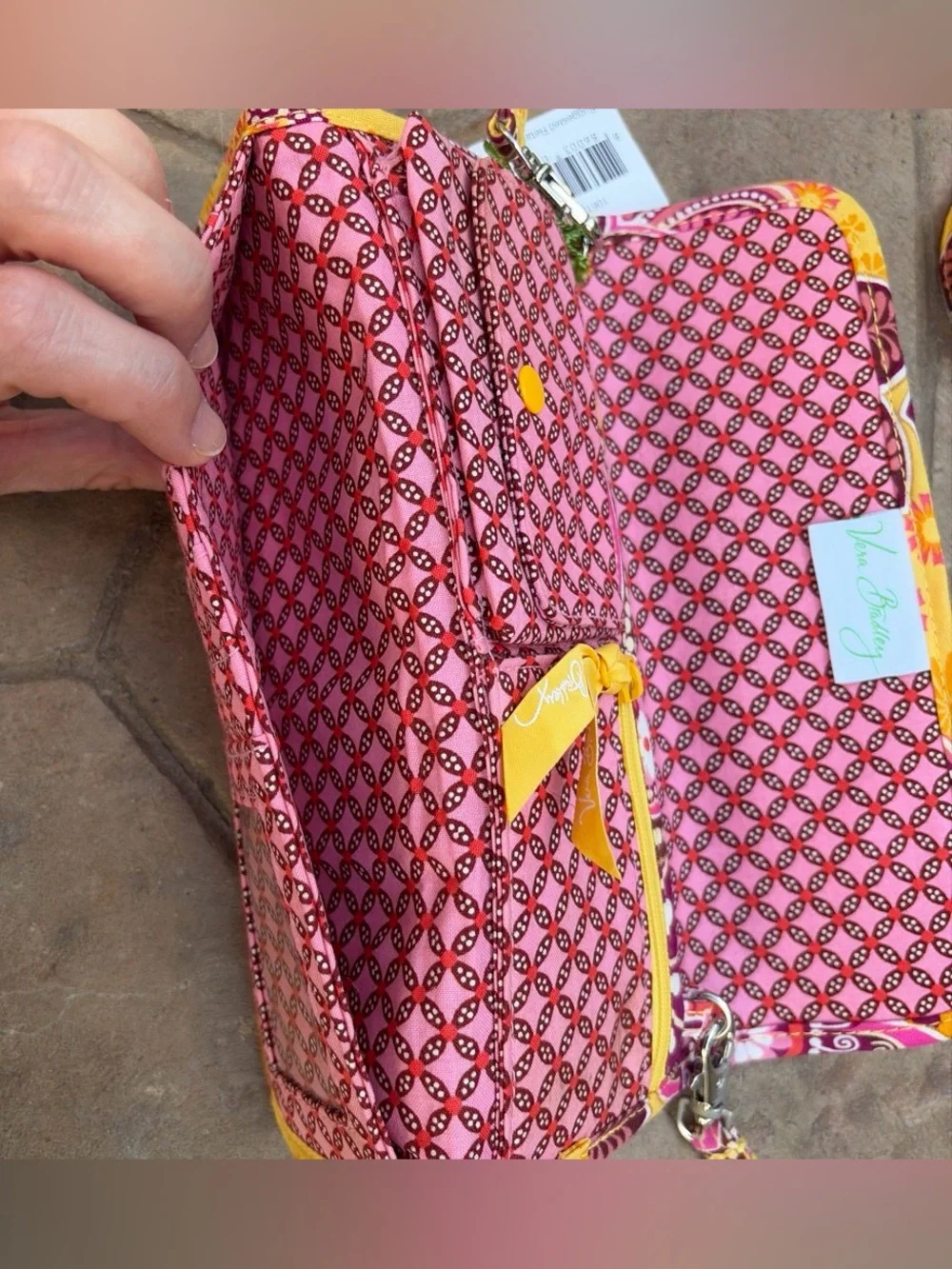Vera Bradley Sleek Wallet Crossbody in Bali Gold